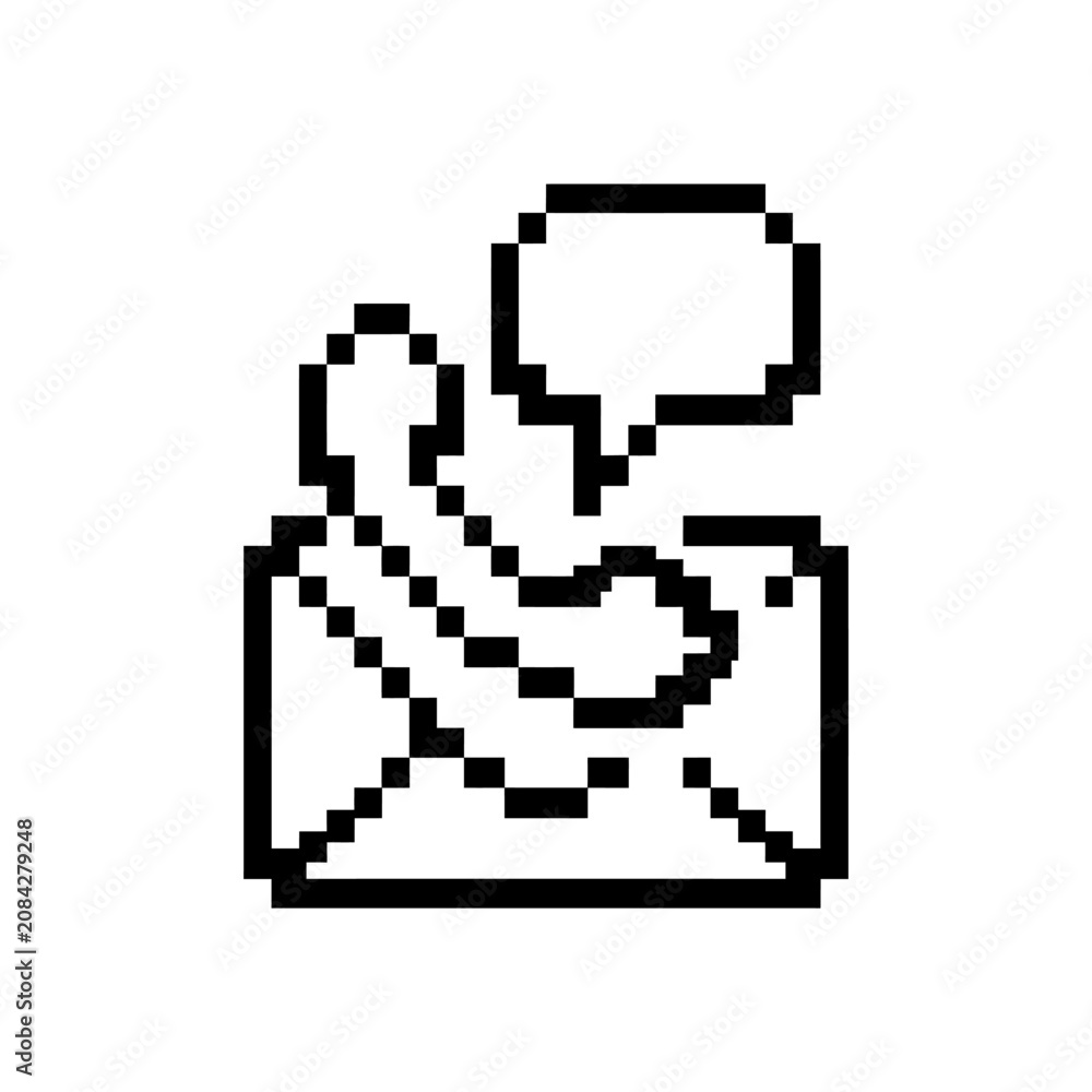 Fototapeta premium A simple pixel art icon representing communication through telephone and mail