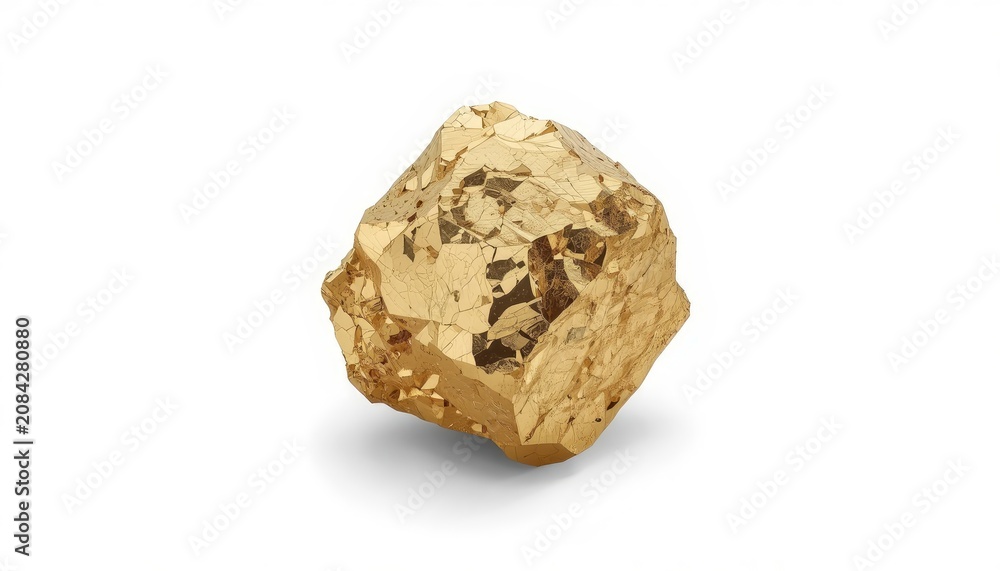 Fototapeta premium Raw Gold Nugget Isolated on White Background