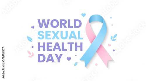 World sexual health day awareness ribbon and typography illustration