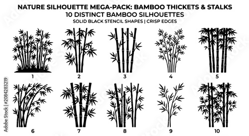 Photos Nature Silhouette Mega-Pack: Bamboo Thickets & Stalks, 10 Distinct Bamboo Silhou