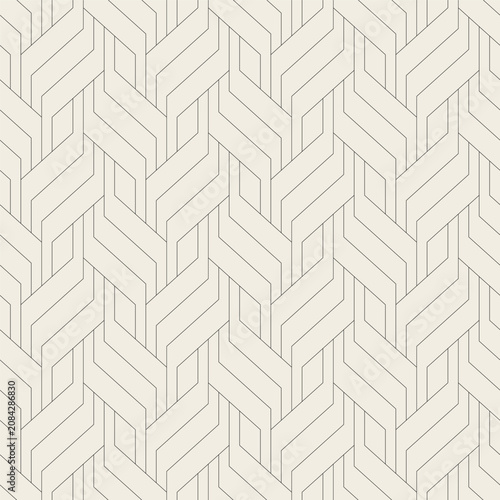 Seamless pattern with geometric waves. Endless stylish texture. Ripple monochrome background. Linear weaved grid. Thin interlaced swatch.