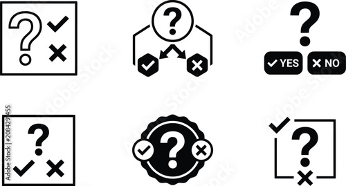 Foto Question mark icons for survey feedback and decision analysis.