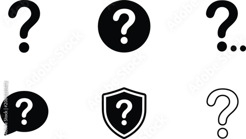 Foto Collection of question mark symbols for help support services.