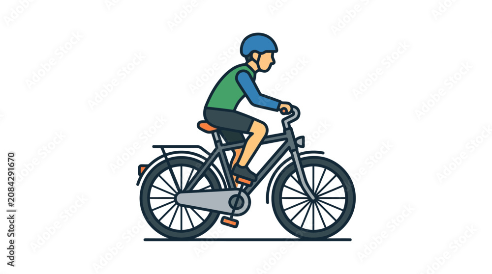 Fototapeta premium A stylized vector illustration of a person riding a bicycle on a plain white background
