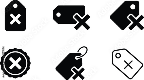 Photos Remove delete cancel tag label price delete vector icon set.