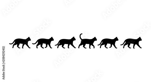 Silhouette Cat Collection, Walking Feline Icons, Minimalist Animal Graphics, Black Cat Vector Set for Pet Lovers and Design Projects