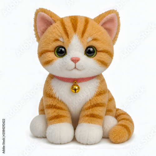 Orange tabby cat plush toy sitting with a cute expression  