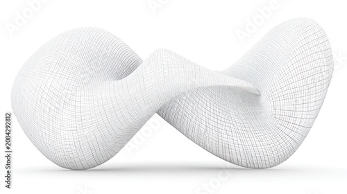 Abstract white sculpture on a white backdrop for design and visual concepts