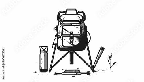 Cuadro en lienzo Fishing rod and tackle equipment.