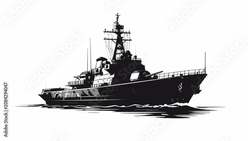 Tableau sur toile Military Warship Vessel Naval Ship.