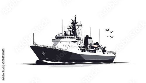 Tableau sur toile Large Navy Ship Vessel Ocean Transport.