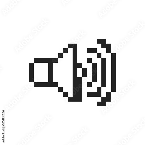 A simple black and white pixel art icon representing audio volume