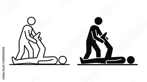 Bild auf Leinwand Physical therapy icon set featuring stretching, mobility, rehabilitation, and as