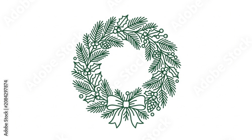 Christmas Wreath with Bow Decoration.