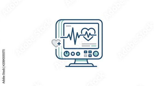 Tableau sur toile Medical EKG Heart Monitor Displaying Vital Signs.