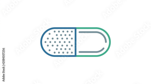 Photos Medical capsule icon with gradient colors and dotted texture.