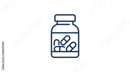 Bild auf Leinwand Medical capsule bottle icon with pills inside.