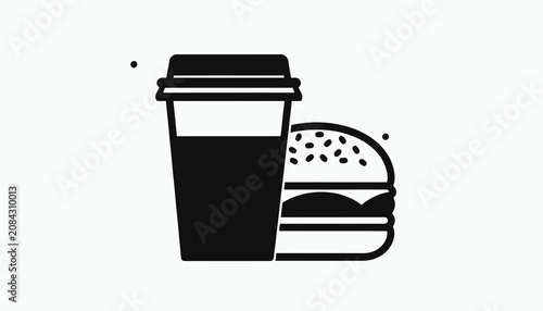 Fotografie Fast Food Burger and Coffee Cup.