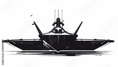 Large Military Warship Vessel Boat.