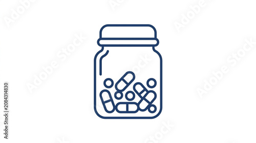 Foto Jar filled with various pills and capsules icon.
