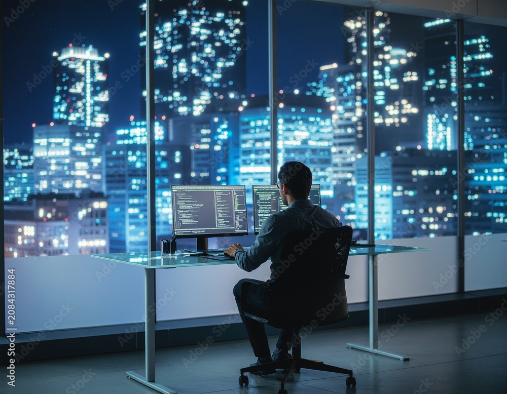Fototapeta premium Young Software Engineer Developing Secure Code