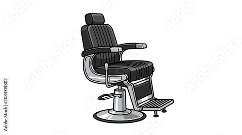 Foto Barber chair with armrests and footrest.