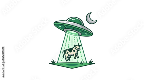 Bild auf Leinwand Cow Being Abducted by UFO.