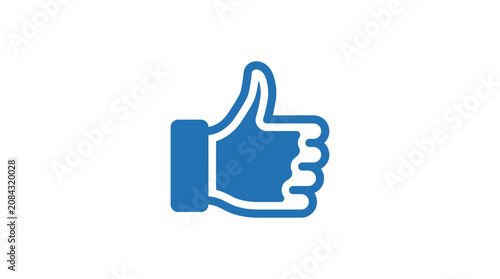 Foto Blue thumbs up hand icon sign.