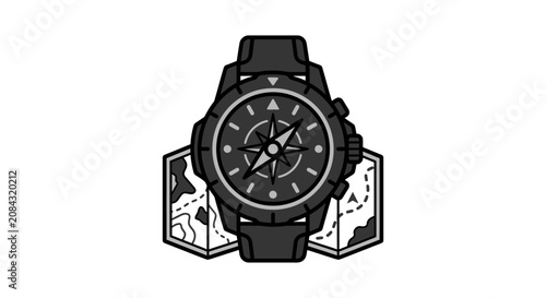 Foto Black sports watch with chronograph function.