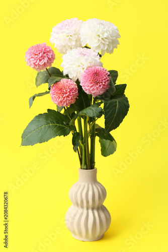 Vase with beautiful dahlia ...