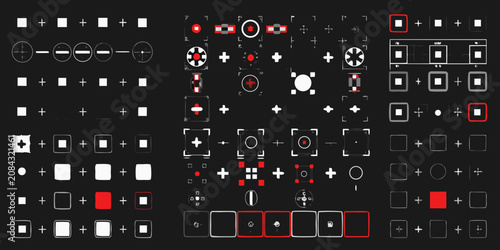 Bild auf Leinwand Camera Control Icons Flat White Symbols On Dark Background