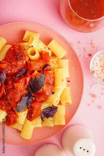 Plate of delicious pasta wi...