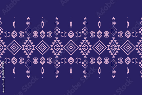 Cross Stitch Pattern concept folk embroidery seamless texture, rustic ornament motif. Design for: fabric, fashion, decor, blanket. Pattern charm woven art. I drew this by myself, it’s not AI generated