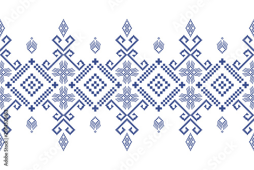 Cross Stitch Pattern concept folk embroidery seamless texture, rustic ornament motif. Design for: fabric, fashion, decor, blanket. Pattern charm woven art. I drew this by myself, it’s not AI generated