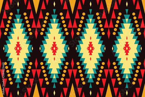 Geometric ethnic oriental design concept Timeless tribal seamless pattern. Pattern for harmony. Design for: fabric, wallpaper, decor, fashion. I drew this by myself, it’s not AI generated Original art