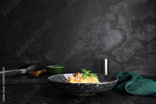 Bowl with tasty pasta carbo...