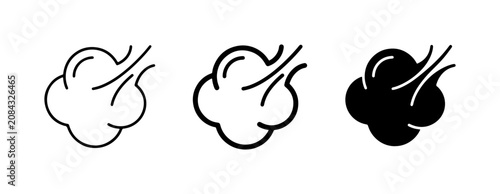 Quadro su tela Wind Gust Icon Set, Air Flow Symbols, Breath Cloud Graphics, Weather Elements, V