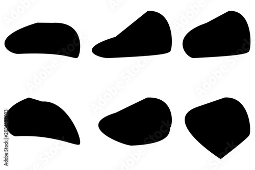 Minimalist Black Organic Blob Shapes Abstract Fluid Liquid Asymmetrical Graphic Elements Isolated on Transparent Background