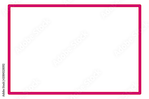 Minimalist 3D Magenta Pink Rectangular Frame Border Geometric Shaded Pipe Lines Isolated on Transparent Background