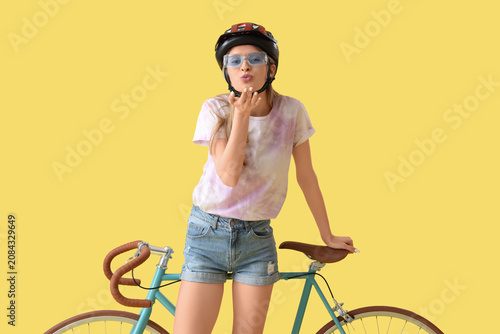 Beautiful young woman in he...