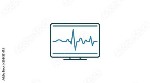 Fotografie Digital monitor displaying a fluctuating waveform graph.