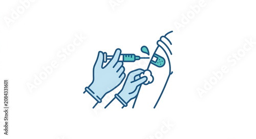 Photos Doctor administering vaccine injection to patients arm.