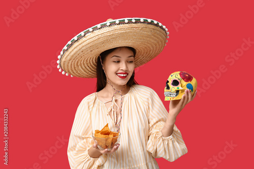 Portrait of young woman wit...