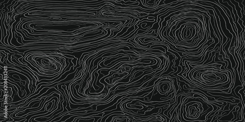 Tableau sur toile Abstract topographic map contour lines pattern in monochrome black and white wit