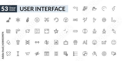 Cuadro en lienzo outline user interface icons set - left turn, layout, lace, search in folder