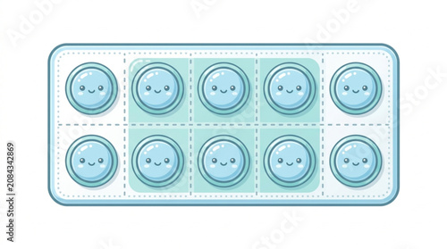 Foto Cute Cartoon Pills in Blister Pack.