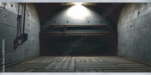 Photos Abandoned Old Industrial Factory Interior with Dark Empty Corridors, Broken Wind