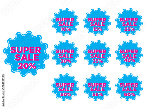 Blue Starburst Super Sale Stickers Set 