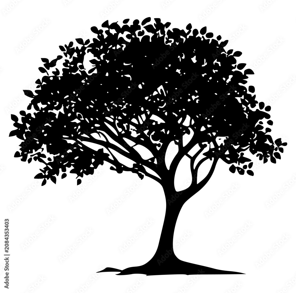 Fototapeta premium Black Tree Silhouette Vector Illustration for Modern Graphic Design Projects