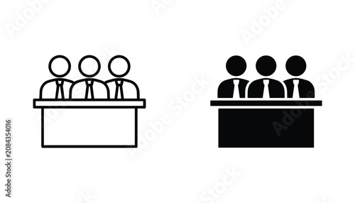 Tablou pe pânză Panel of judges vector icon isolated on white Black and white outline line art a